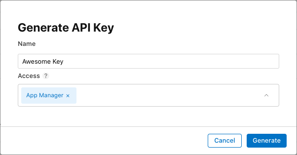 API Key form