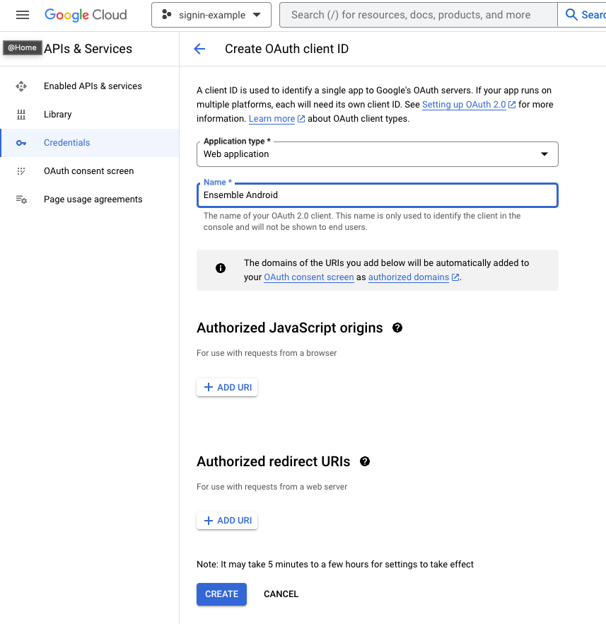 Google Android client ID